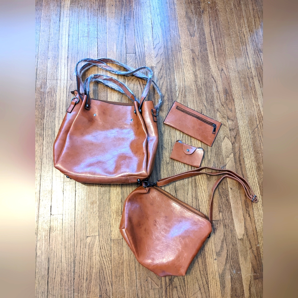 4 PC Purse Set Brown